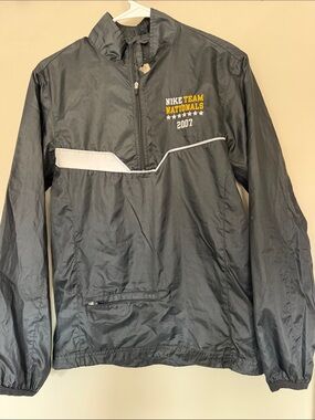 Nike Black Windbreaker with White Trim and Yellow Logo
